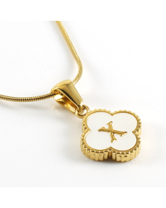 X Wholesale Initial Letter Lucky Clover Necklace Inlaid Nature Shell CA7810197