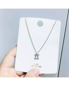 Necklace Rhinestone Roman Numeral Necklace 316L Stainless Steel Necklace In Gold Plated Love Together Forever Fine Jewelry