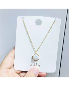 Shiny Shell Pendant Necklace Ball Chain 316L Stainless Steel Necklace For Party Ocean Necklace Fine Jewelry
