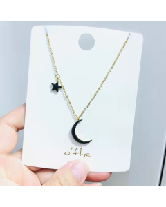 Necklace With Moon and Star Pendant Stainless Steel Necklace Gold Plated Tiny Chain