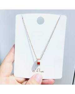 Necklace Red Square Mosaic Necklace In Gold Plated Titanium Steel Necklace For Gifts