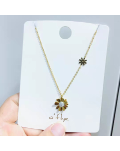 Necklace Yellow Sunflower White Rhinestone Necklace 316L Stainless Steel Chain Adjustable Necklace For Women's Girls