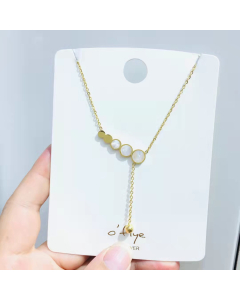 Necklace Five Circle Pendant Necklace Womens Shell Stainless Steel Round Ball Necklace In Gold Plated