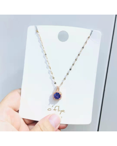 Necklace Blue diamond and Inlaid White Rhinestone Necklace Gold Plated Steel Necklace For Women's