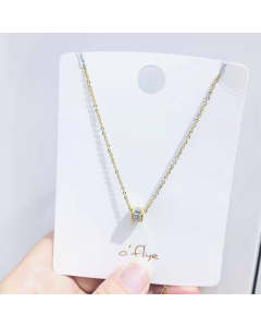 Necklace Round Tube Inlaid Rhinestone Necklace 316L Stainless Steel With Gold Plated