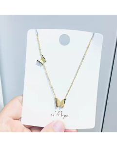 Necklace Gold Glittery Double Butterfly Pendant Necklace Fashion Necklace Trendy Gift Jewelry Teen Girls Women