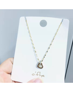 Necklace Simple Heart With Shinny Diamond Pendant Link Chain Necklace For Women And Girls