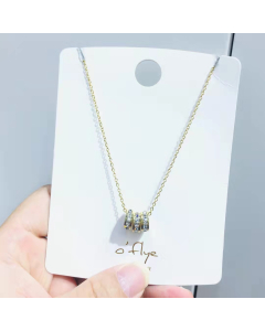 Necklace Three Circle With Stone Necklace Gold Color Necklace Simple Elegant Fashion Design Necklace 316 Stainless Steel