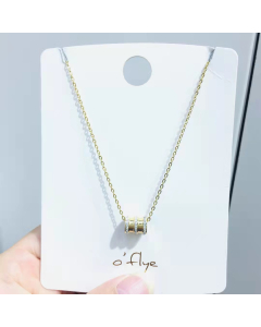 Necklace Gold Color With Three Strip Circle Diamond Necklace In 316L Stainless Steel Necklace For Women's Gifts