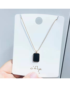 Necklace Black Rectangle Necklace With Ball Chain In Stainless Steel Necklace For Women's Gifts Jewelry Gift In Gold Color