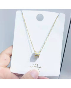 Necklace Wholesale Shell Pendant With Three Rhinestone Pendant In Stainless Steel Necklace With Gold Plated