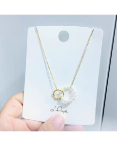 Necklace Double Circle Necklace With High Quality Imitation White Pearl Connecting Gold Ring In Gold Plated 316L Stainless Steel
