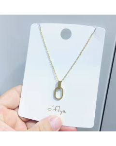 Necklace Colorza Fashion Jewelry Light Gold Simple Oval Pendant 316L Stainless Steel Necklace For Spring Collection