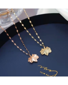 Necklace China Wholesale Gold Plated Maple Leaf Autumn Leaf Pendant Necklace Stainless Steel Jewelry