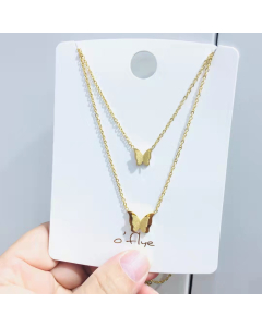 Necklace Layered Gold Butterfly Necklace Dainty Adjustable Multilayer Butterfly Choker Necklaces For Women Girls In 316 Stainless Steel