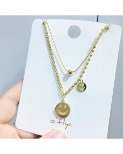 Necklace Layered Gold Necklace Dainty Adjustable Multilayer Smiley Face Choker Necklaces In 316 Stainless Steel
