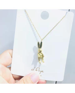 Lucky Rabbit Necklace 3D Animal Necklace For Women Girls Easter Jewelry For Girls Stainless Steel Plain Pendant Necklace Gift For loved