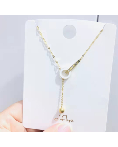 Round Ball Drops Necklace In Gold Plated Color Stainless Steel Jewelry