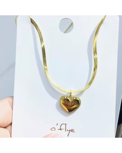 3D Heart Necklace Love You More Necklace With Gold Snake Chain For Lover Gifts In Gold Plated Stainless Steel Jewelry