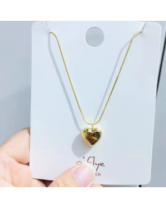Fashion Gold Plated Puffy Heart 3D Hearts Necklace With Round Adjustable Snake Chain Necklace Titanium Steel Jewelry