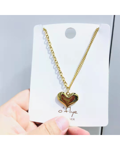 3D Heart Necklace Mid Size Puffy Heart Pendant Gold Jewellery Gift for Her Price Performance Gold Necklace