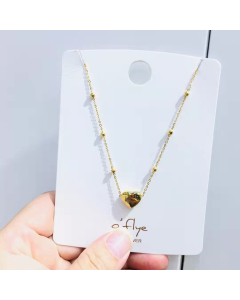Fashion Mid Size 3D Heart Necklace With Gold Ball Chain Necklace For Women's Girls Her Gifts