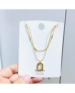 Stainless Steel Layered Necklace With Irregular Square Pendant Jewelry For Women's Gifts Office Lady In Gold Plated