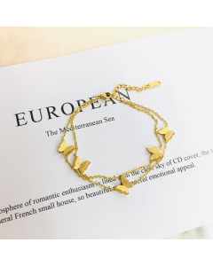 Bracelets Thick Layered and Glittery Butterfly Charms on Double Layers Stainless Steel Chain Bangle for Women Hot Sellers