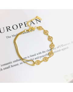 Smiley Face Charms 316L Stainless Steel Bracelet Trending Jewelry for Friend Girlfriend Women Gold Plated Square Chain