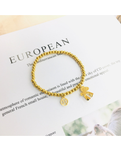 Lucky Horse Gold Coin Bracelet Round Lucky Beads Stainless Steel Bracelet 316L In Gold Plated Spacer Beads Chain For Mother's Day Jewelry Gift