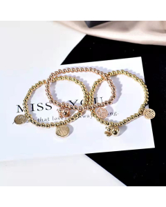 Gold Plated 316L Stainless Steel Bracelet In Lucky Round Beads For Mother‘s Day Gifts