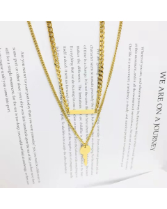 Double Layer Bar Necklace Key Necklace In Gold Plated Color And 316L Stainless Steel For Women's