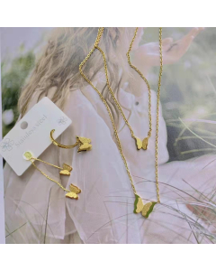 Necklace Thick Layered and Glittery Butterfly Drop Pendant 316L Stainless Steel Simplicity Versatile