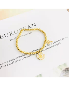 Bracelet Sunflower Cute Boho Charm Phonetic Symbol for Teen Girls Jewelry Gifts Ball Spacer Beads Chain Rose Gold Plated