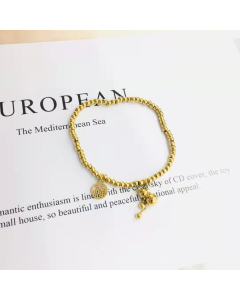 316L Steel Gold Plated Bracelet Round Spacer Beads Chain Lucky Hope Mother's Day Birthday Christmas Jewelry Gift