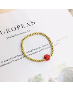 Fashion Bracelet 316L Stainless Steel Gold Plated Red Crystal Accents Beads Bracelet For Girls Women's