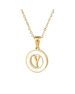Y Hollow Letter With White Shell Necklace CA7810208