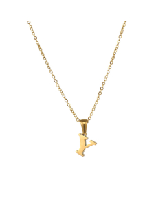 Y Mirror Polish Initial Letter Figaro Chain Necklace CA7810227