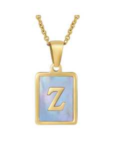 Z Gold Plated Necklace Inlaid Blue Shell And Initial Letter Necklace CA7810196