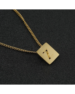 Z Gold Plated Square Initial Letter Necklace CA7810194