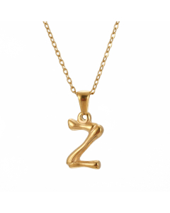 Z Initial Letter Bamboo Style Fashion Necklace In Gold Color CA7810198