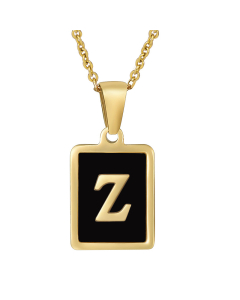 Z Initial Letter Necklace Inlaid With Black Shell CA7810215