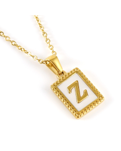 Z Initial Letter Necklace Inlaid With White Shell Pendant CA7810216