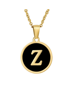 Y Initial Letter Necklace With Black Shells CA7810193