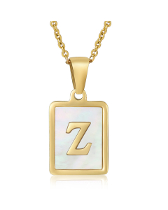 Z Necklace Inlaid White Shell With Initial Letter Necklace CA7810200