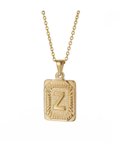 Z Square Charms With Initial Letter And Link Chain Necklace CA7810199
