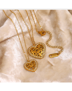 Wholesale Stainless Steel Neckalce Classic Fashion Zircon Hollow Heart Clavicle Chain Tree Of Life Pendant Necklace