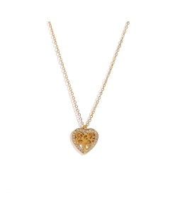 Fashion Zircon Hollow Heart Clavicle Chain Tree Of Life Pendant Stainless Steel Neckalce 
