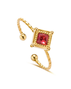 Wholesale Stainless Steel Ring Classical Gold Plating Zircon Inlaid Opening Emerald Ring Can Be Adjusted