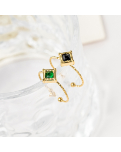 Wholesale Stainless Steel Ring Classical Gold Plating Zircon Inlaid Opening Emerald Ring Can Be Adjusted